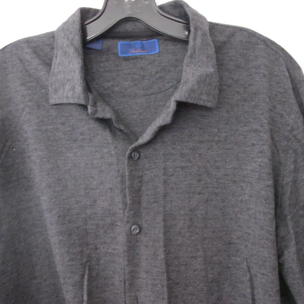 David Donahue Men's Knit Button-Down Shirt - Medium